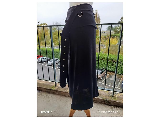 Falda asimétrica John Galliano de lana negra Negro - vista 11