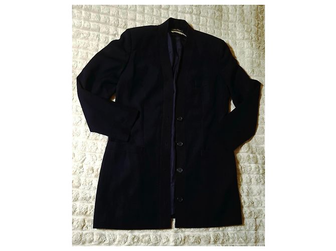 Giacca lunga Salvatore Ferragamo in lana blu notte Blu scuro - vista 10
