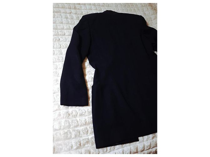Giacca lunga Salvatore Ferragamo in lana blu notte Blu scuro - vista 14