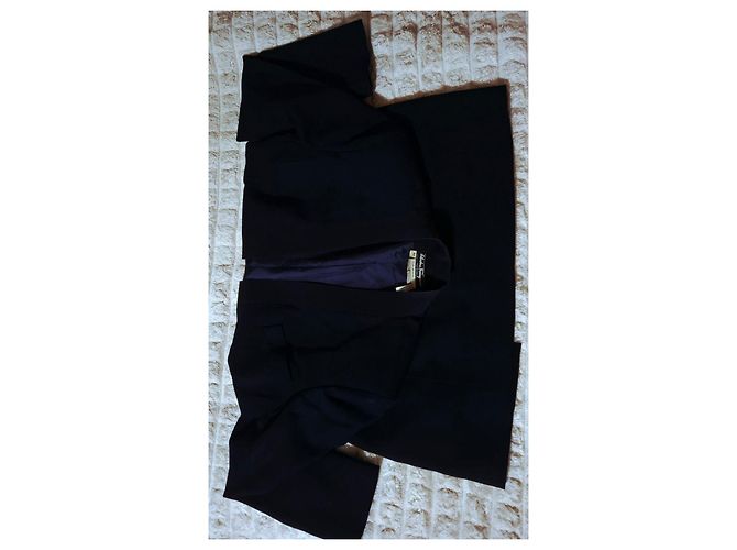 Giacca lunga Salvatore Ferragamo in lana blu notte Blu scuro - vista 15