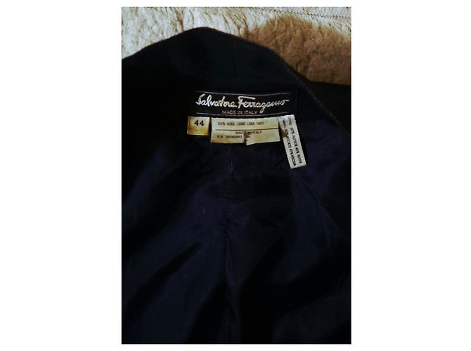 Giacca lunga Salvatore Ferragamo in lana blu notte Blu scuro - vista 16
