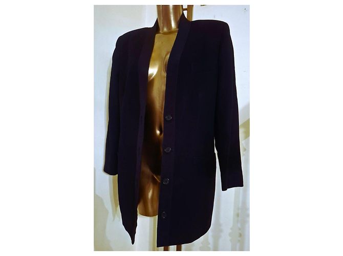 Giacca lunga Salvatore Ferragamo in lana blu notte Blu scuro - vista 18