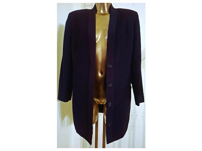 Giacca lunga Salvatore Ferragamo in lana blu notte Blu scuro - vista 19