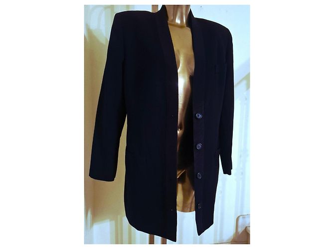 Giacca lunga Salvatore Ferragamo in lana blu notte Blu scuro - vista 2