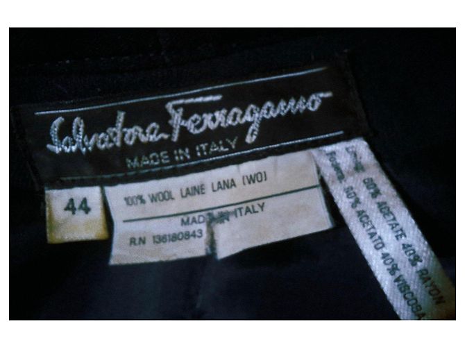 Giacca lunga Salvatore Ferragamo in lana blu notte Blu scuro - vista 3
