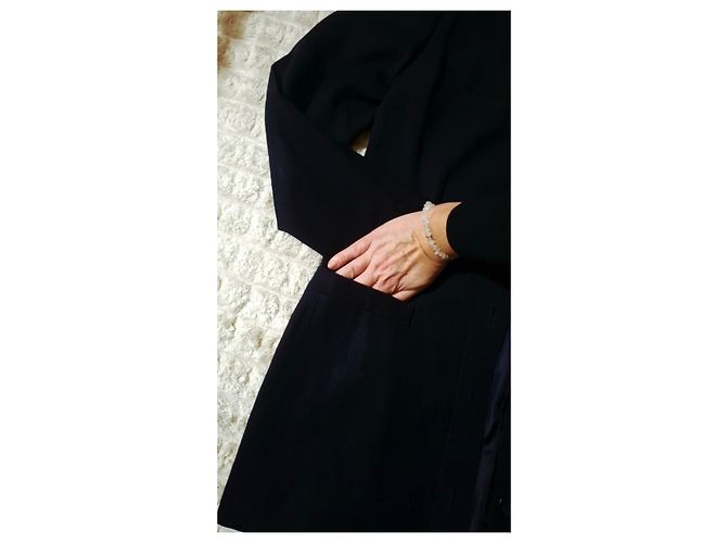 Giacca lunga Salvatore Ferragamo in lana blu notte Blu scuro - vista 8