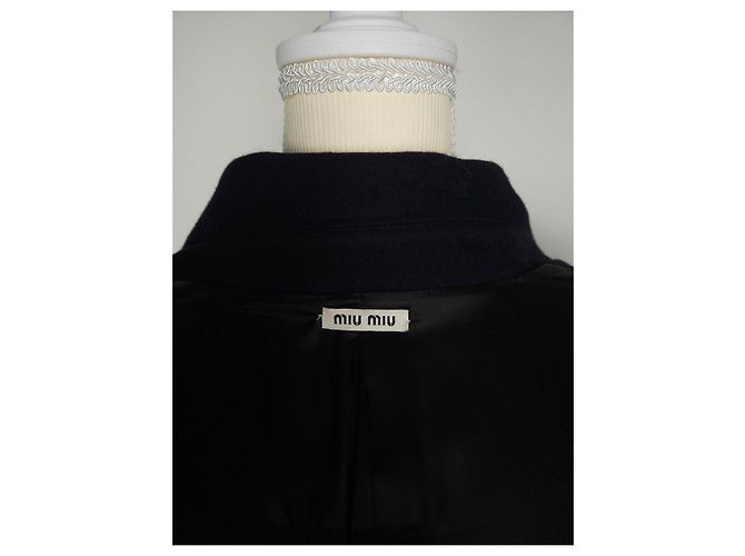 Abrigo largo Miu Miu azul marino con botones dorados de doble botonadura Azul oscuro - vista 5