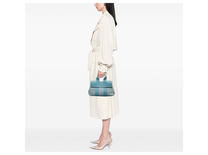 Hermès Blue Toile e Swift Valparaiso PM Blu chiaro - vista 6