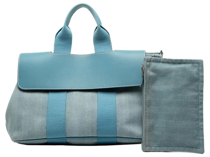 Hermès Blue Toile e Swift Valparaiso PM Blu chiaro - vista 7