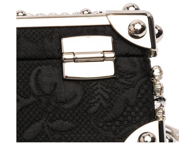 Borsa Dolce Box in jacquard nero decorata con strass Dolce & Gabbana - vista 6