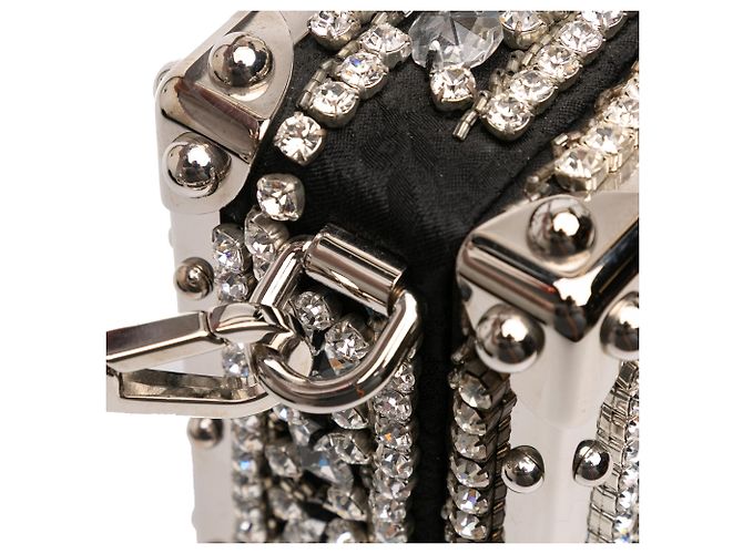 Borsa Dolce Box in jacquard nero decorata con strass Dolce & Gabbana - vista 7