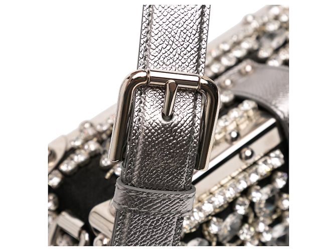 Borsa Dolce Box in jacquard nero decorata con strass Dolce & Gabbana - vista 9