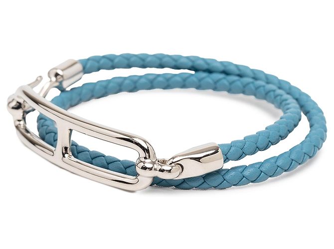 Bracciale Double Tour Roulis in Swift Intrecciato Blu Hermès - vista 2