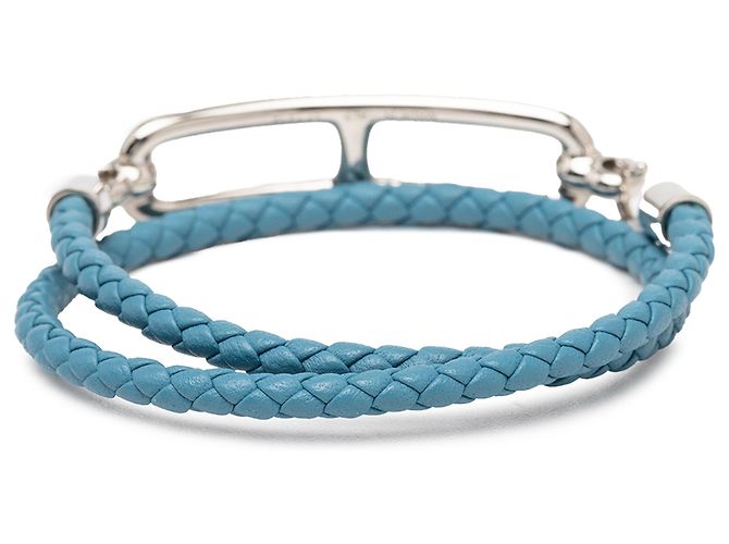 Bracciale Double Tour Roulis in Swift Intrecciato Blu Hermès - vista 3