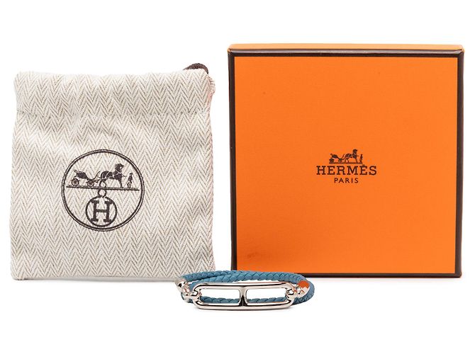 Bracciale Double Tour Roulis in Swift Intrecciato Blu Hermès - vista 6