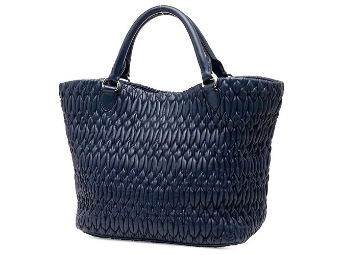 Borsa Miu Miu in nappa matelassé blu con cristalli Blu navy - vista 2