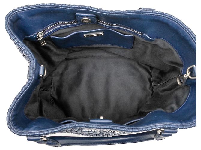 Borsa Miu Miu in nappa matelassé blu con cristalli Blu navy - vista 4