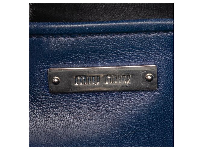 Borsa Miu Miu in nappa matelassé blu con cristalli Blu navy - vista 5