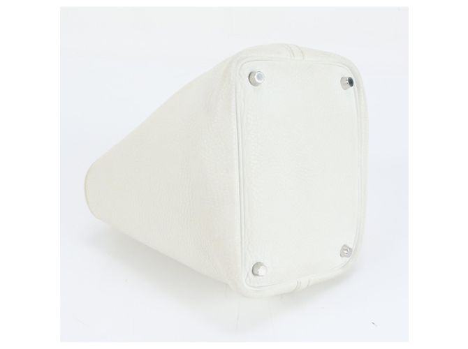 Borsa tote Hermès Picotin PM in pelle Taurillon Clémence Bianco - vista 4