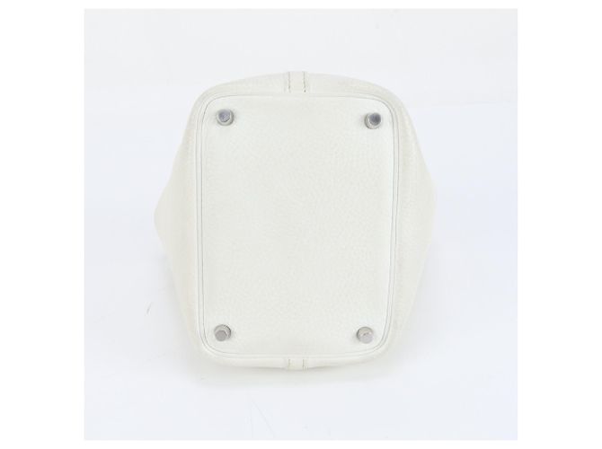 Borsa tote Hermès Picotin PM in pelle Taurillon Clémence Bianco - vista 6