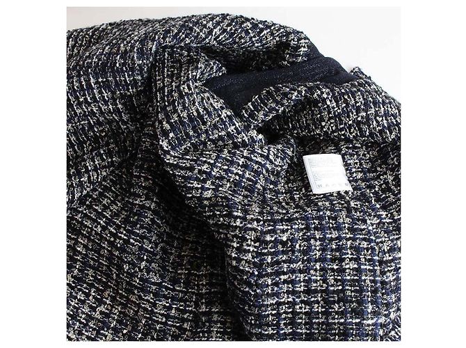 Abito senza maniche Chanel in tweed blu navy - vista 7