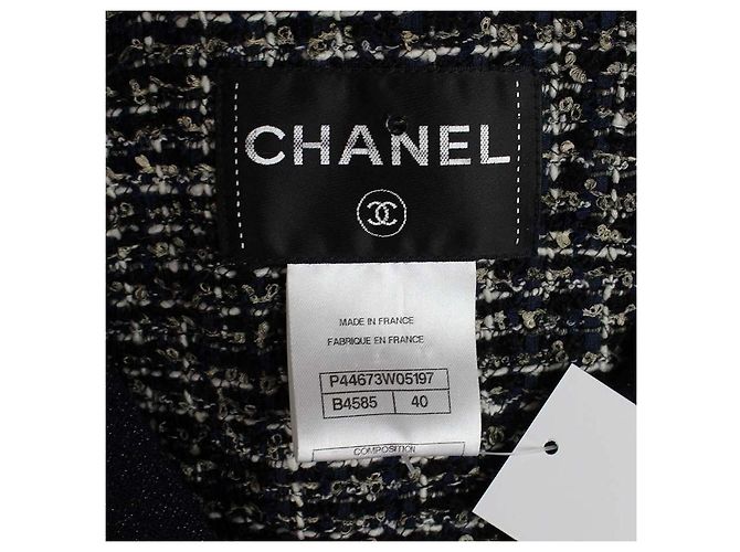 Abito senza maniche Chanel in tweed blu navy - vista 9