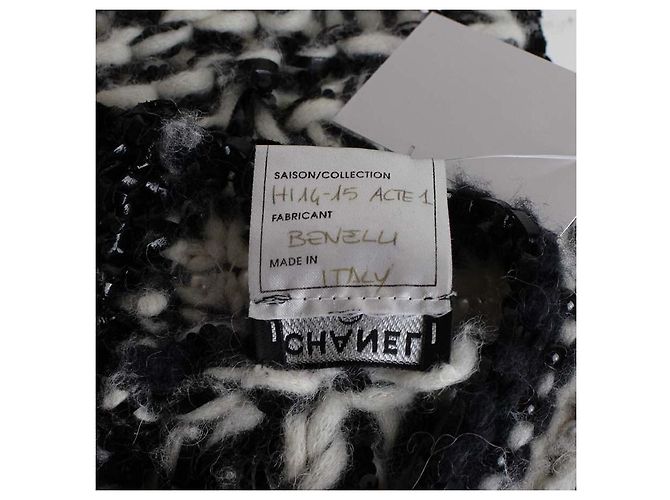 Abito Chanel in maglia tweed nero e bianco - vista 10