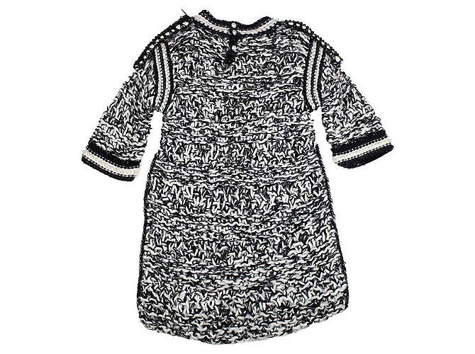 Abito Chanel in maglia tweed nero e bianco - vista 2