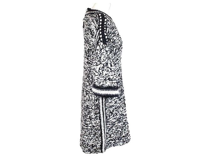 Abito Chanel in maglia tweed nero e bianco - vista 4