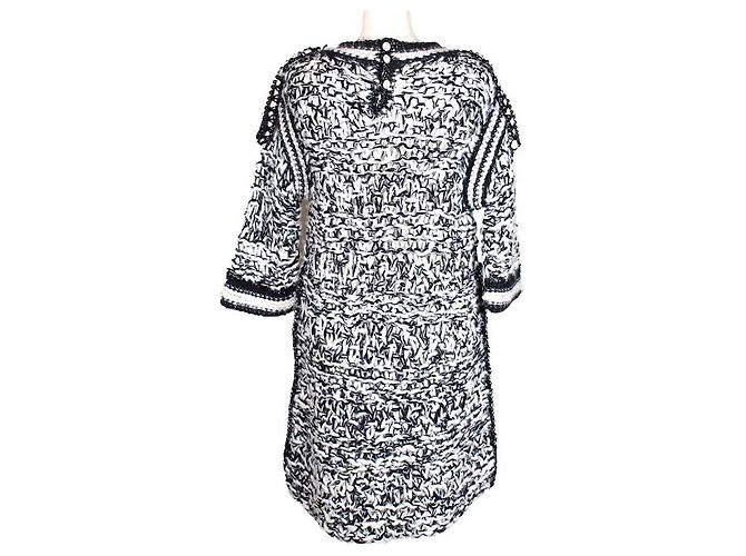 Abito Chanel in maglia tweed nero e bianco - vista 5