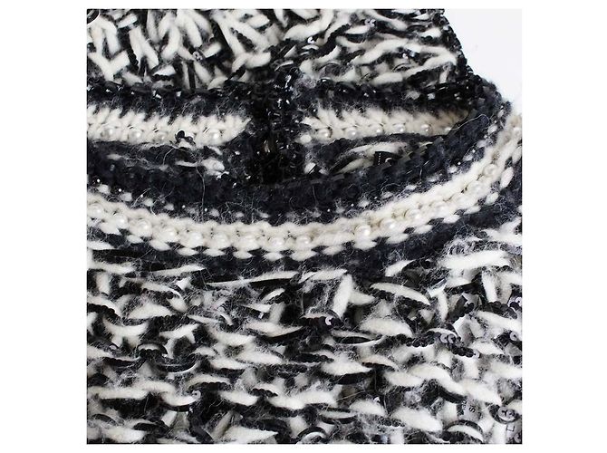 Abito Chanel in maglia tweed nero e bianco - vista 7