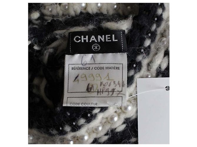 Abito Chanel in maglia tweed nero e bianco - vista 9