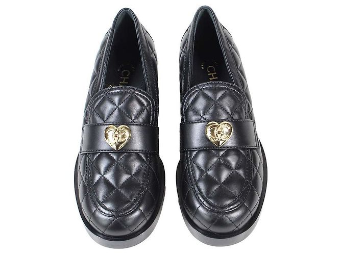 Mocassini Chanel in pelle di agnello trapuntata nera, Nero - vista 3