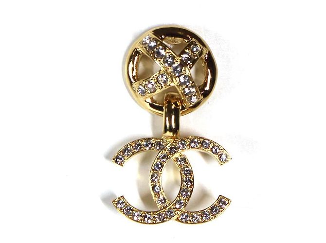 Orecchini pendenti forati Chanel, decorati con il logo CC D'oro - vista 8