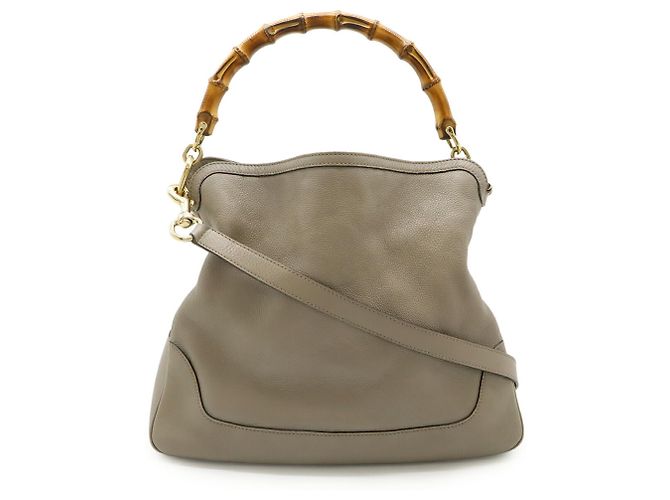 Borsa a mano/spalla Gucci Bamboo Grigio - vista 2