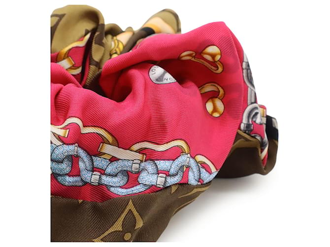 Scrunchie in seta Louis Vuitton Marrone Multicolore Fuschia - vista 5