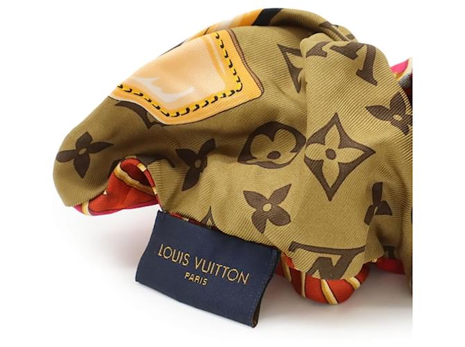 Scrunchie in seta Louis Vuitton Marrone Multicolore Fuschia - vista 6