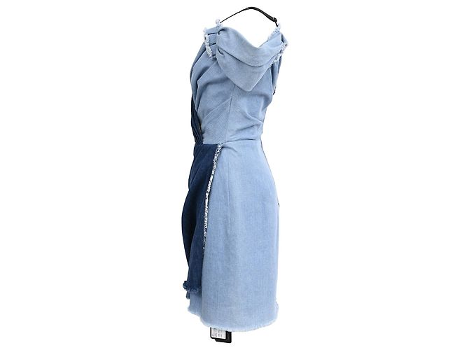 Vestido Mini Bicolor Patchwork en Denim Azul de Dolce & Gabbana - vista 2