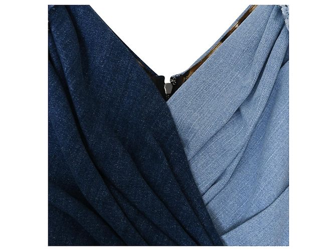 Vestido Mini Bicolor Patchwork en Denim Azul de Dolce & Gabbana - vista 4