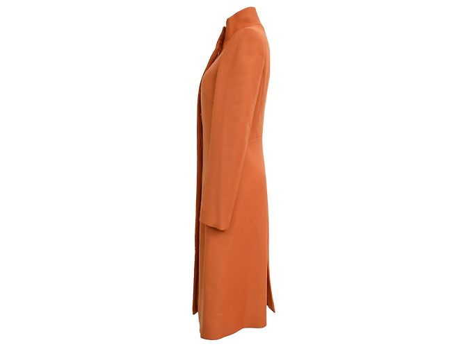 Abrigo de cuello alto Gianni Versace Couture con bolsillos en lana naranja - vista 2