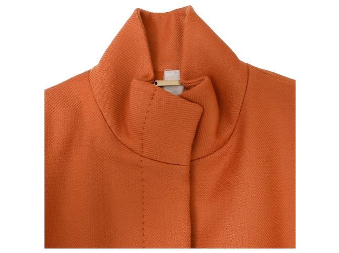 Abrigo de cuello alto Gianni Versace Couture con bolsillos en lana naranja - vista 5