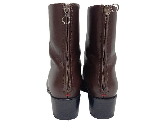 Aeyde Lace-Up Zipped Boots in Brown Leather - view 5