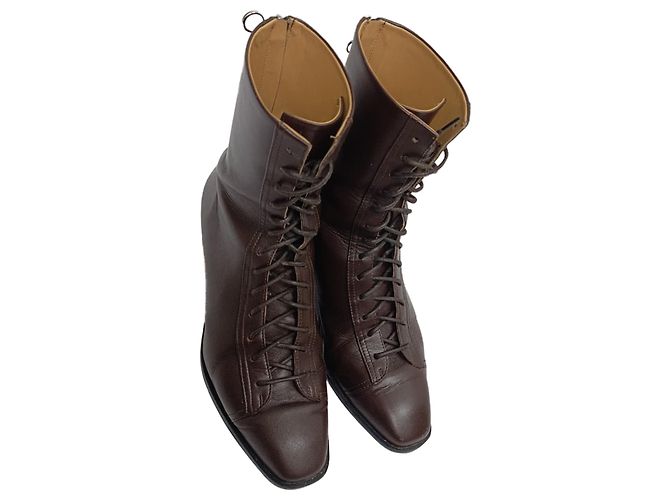 Aeyde Lace-Up Zipped Boots in Brown Leather - view 7