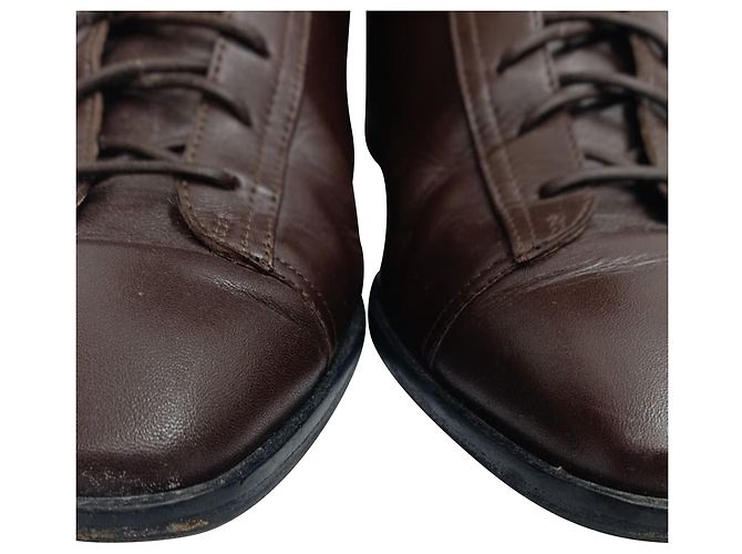 Aeyde Lace-Up Zipped Boots in Brown Leather - view 9