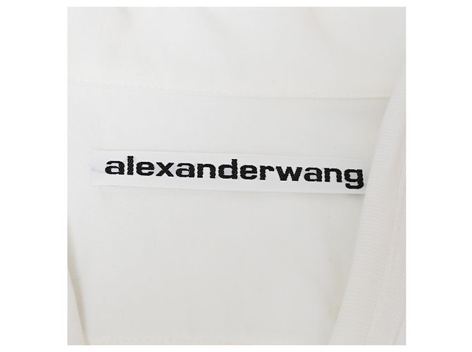 Blusa de jersey recortada, en capas y acanalada de Alexander Wang en algodón blanco - vista 4