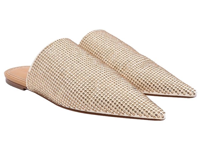 Mules à bout pointu en daim blanc ornées de strass Loewe - vue 4