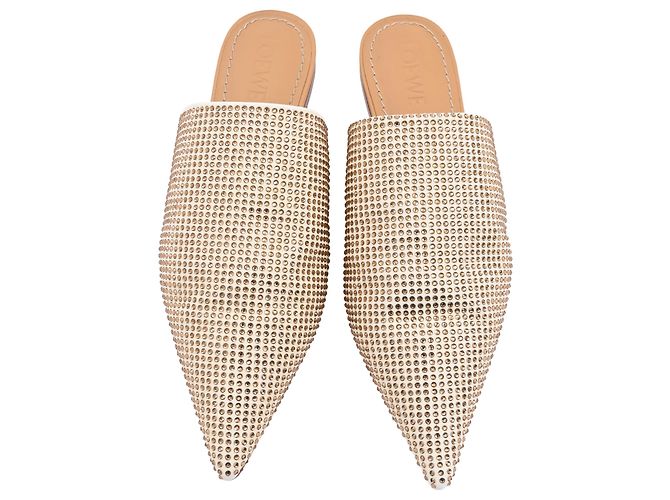 Mules à bout pointu en daim blanc ornées de strass Loewe - vue 5