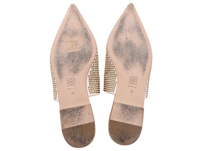 Mules à bout pointu en daim blanc ornées de strass Loewe - vue 6