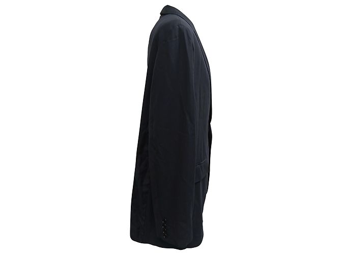 Burberry Single-Breasted Blazer with Pockets in Navy Blue Wool Light blue - view 2