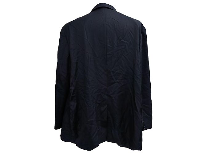Burberry Single-Breasted Blazer with Pockets in Navy Blue Wool Light blue - view 6